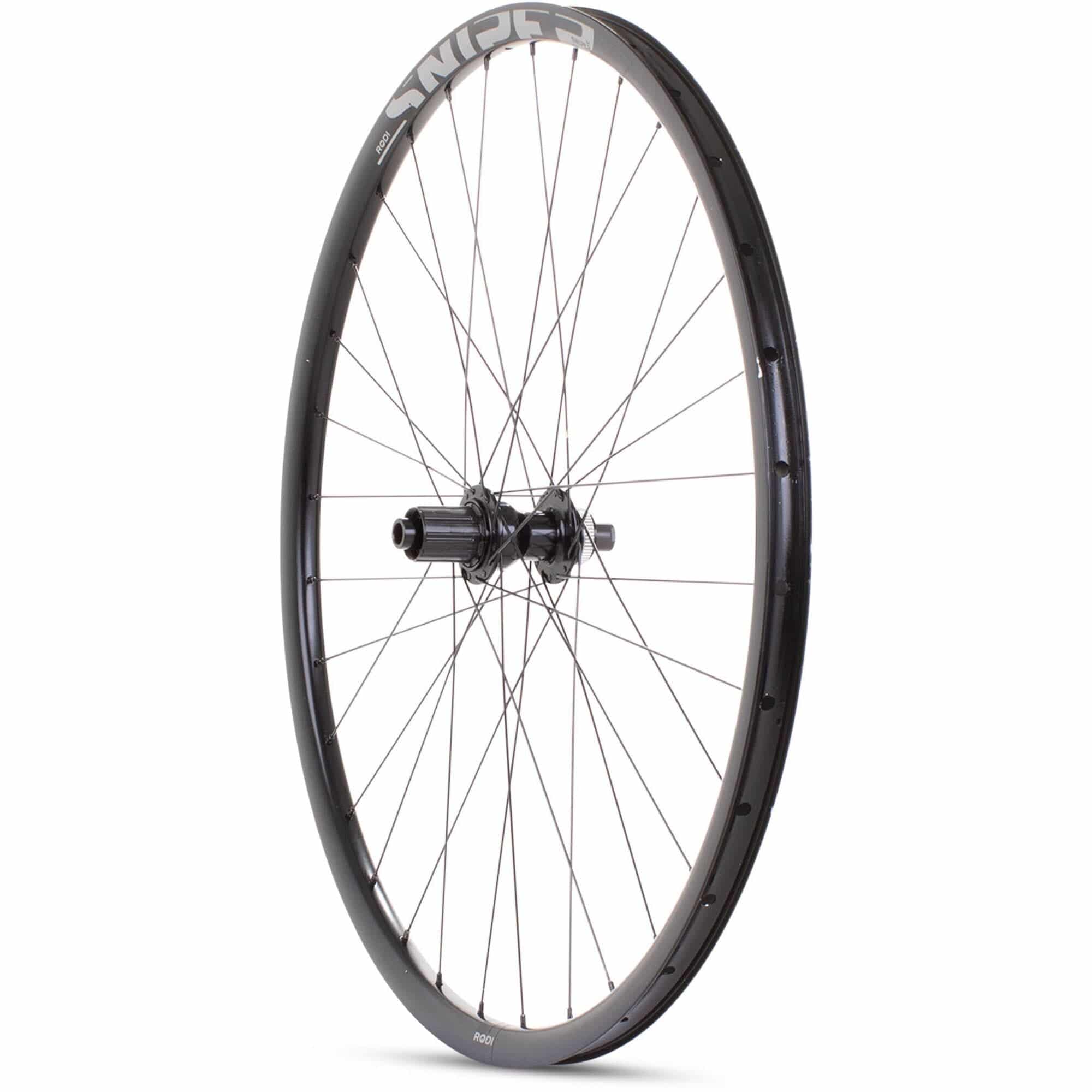 M Part Wheels Gravel rear wheel with Shimano TC500 hub, 700c Rodi Sniper 24mm rim, black, TA 142x12, designed for gravel bikes.