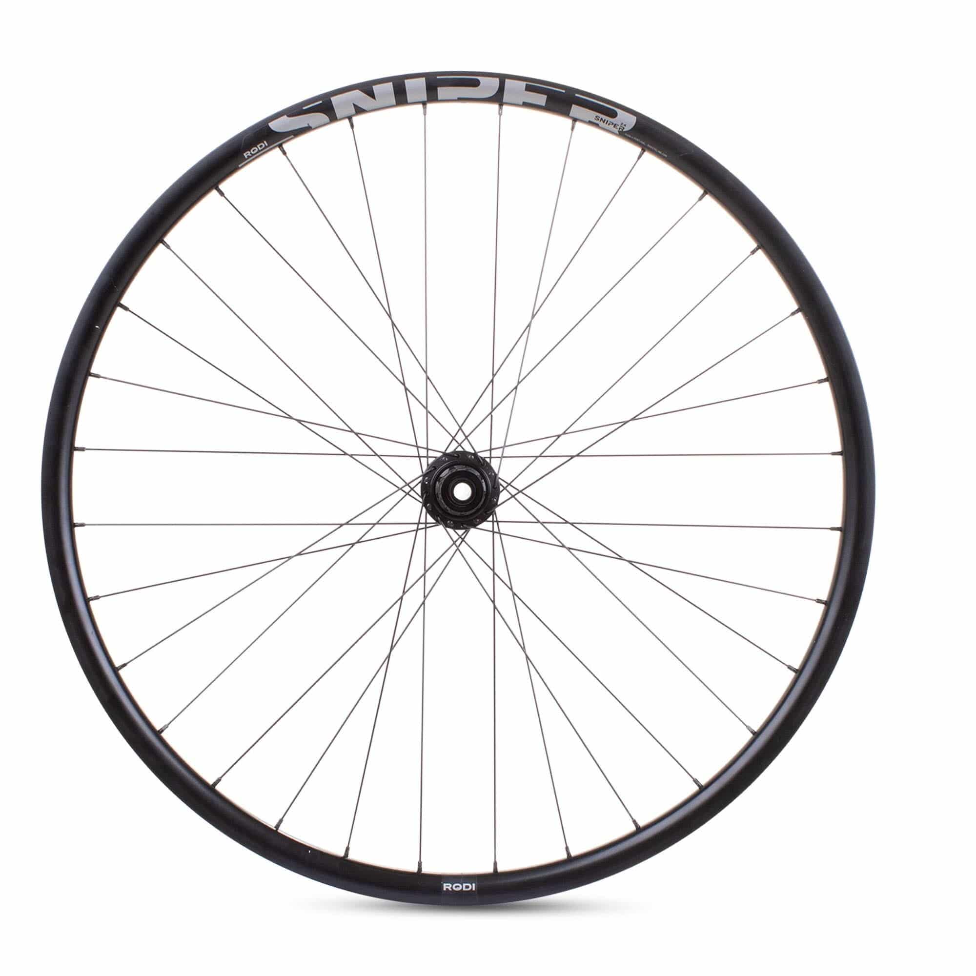 Black M Part Wheels gravel rear wheel with 700c rim, Shimano TC500 hub, Rodi Sniper rim, 24mm width, TA 142x12 axle.