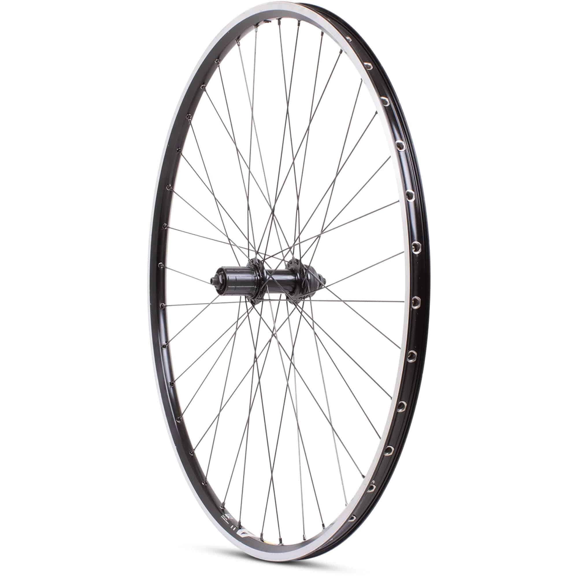 M Part Wheels hybrid touring rear disc wheel with Shimano QC400 hub and Mavic A319 700C rim, featuring quick-release axle.