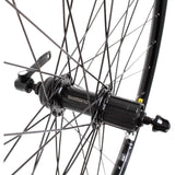 M Part Wheels hybrid touring rear disc wheel with Shimano QC400 hub and Mavic A319 rim, 700C size, quick-release axle.