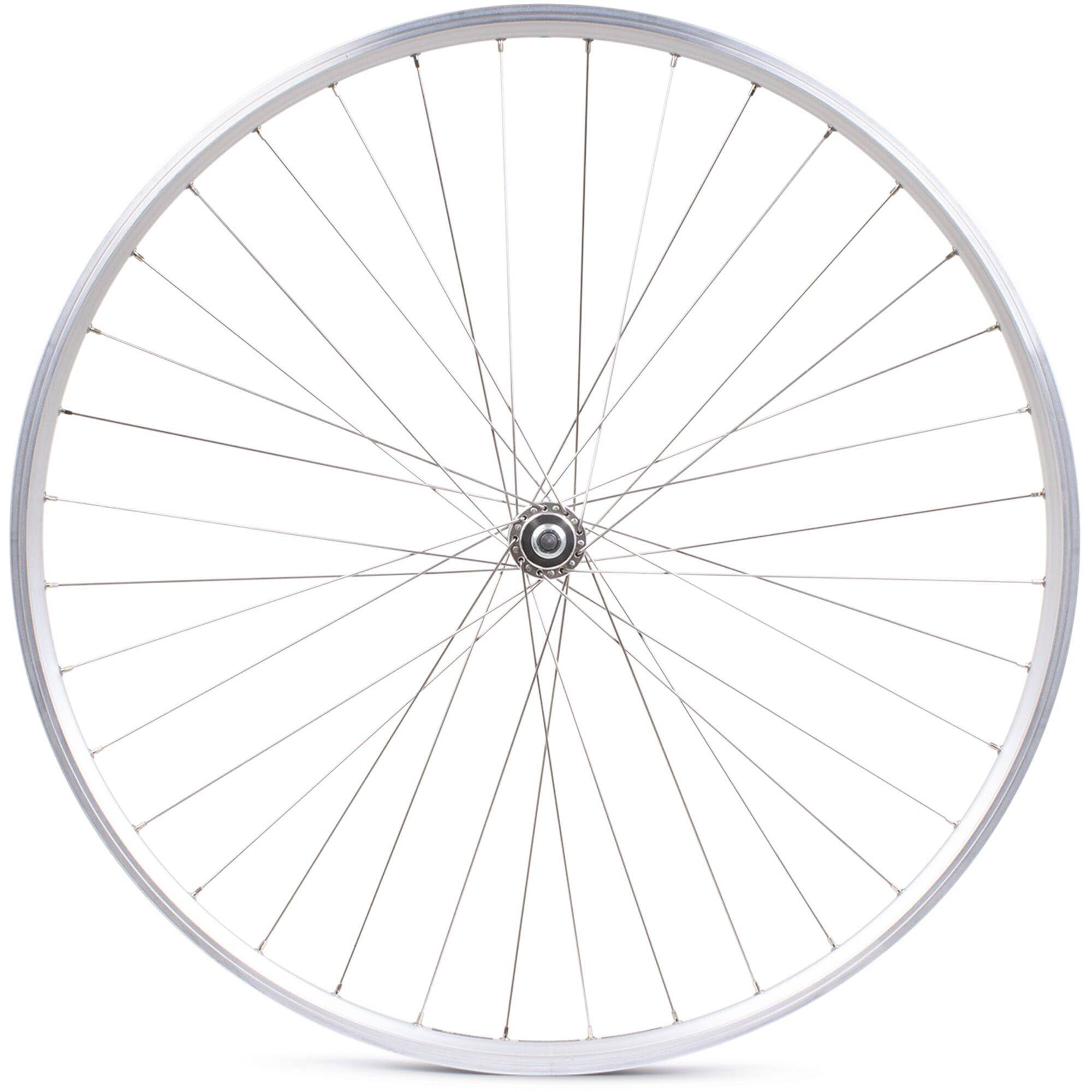 Silver M Part Wheels hybrid front solid axle wheel with 700c rim for rim brake bikes, designed for durable cycling performance.