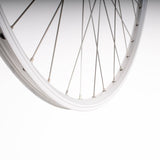 Silver M Part Wheels hybrid front solid axle wheel for 700c rim brake bikes, featuring durable construction and sleek design.