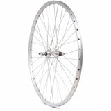Silver M Part Wheels hybrid rear 700c screw-on wheel with solid axle, compatible with 6/7 speed bikes, showing the wheel and hub.