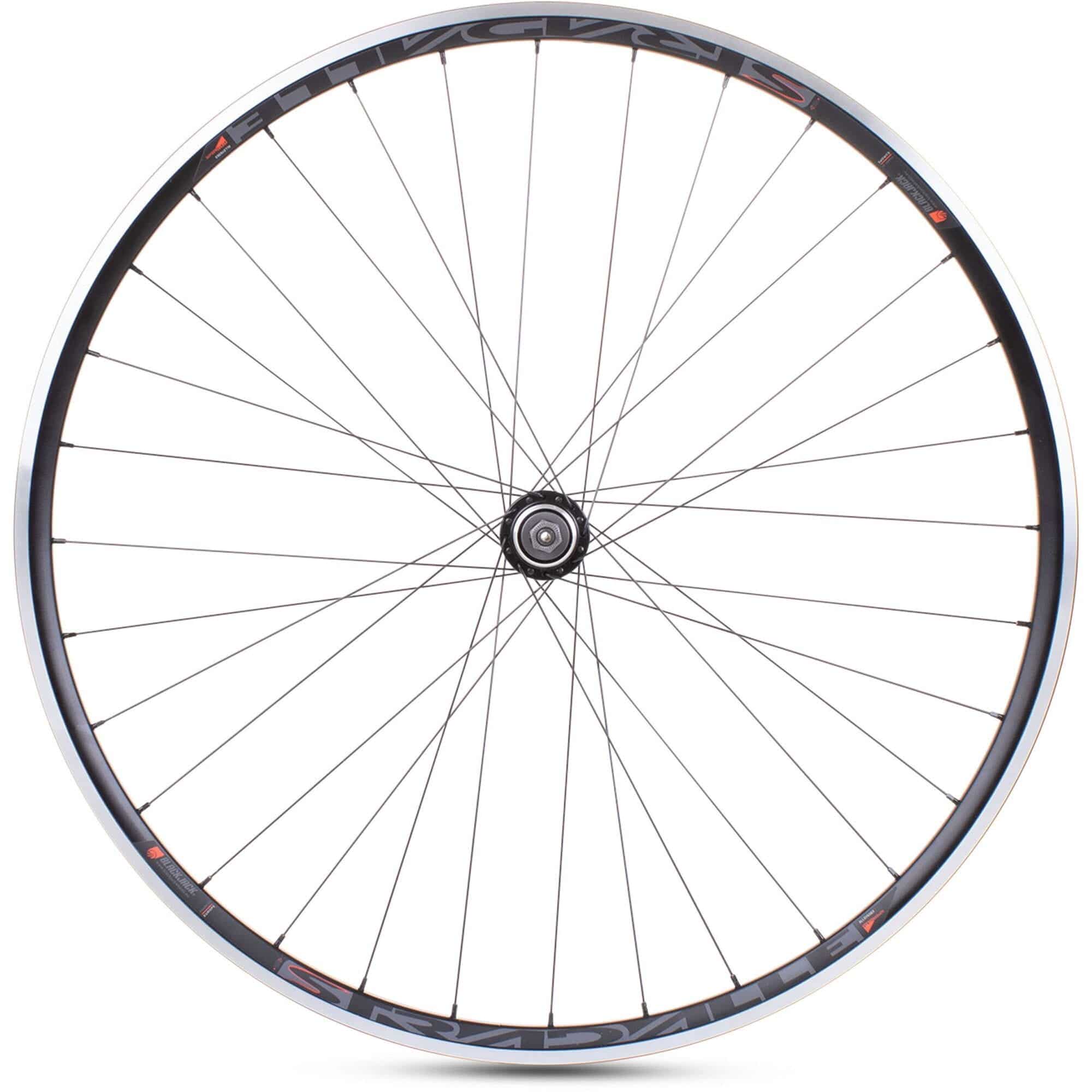 Black M Part Wheels 700c road rear quick release wheel with rim brake compatibility, shown from the rear view.