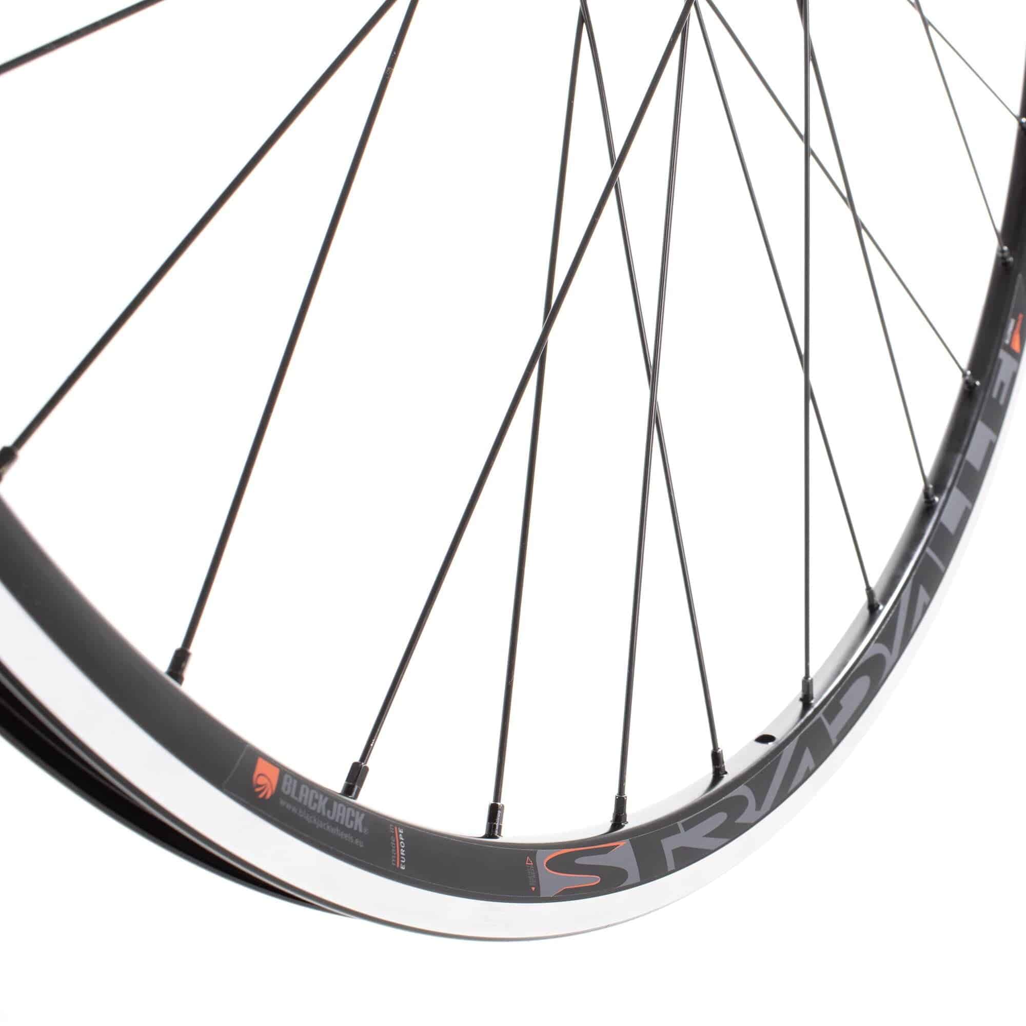Black M Part Wheels 700c road rear quick release wheel with rim brakes, featuring screw-on design.