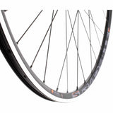 Black M Part Wheels 700c rear road bike wheel with quick release and 8/9/10 speed cassette, designed for fast cycling.