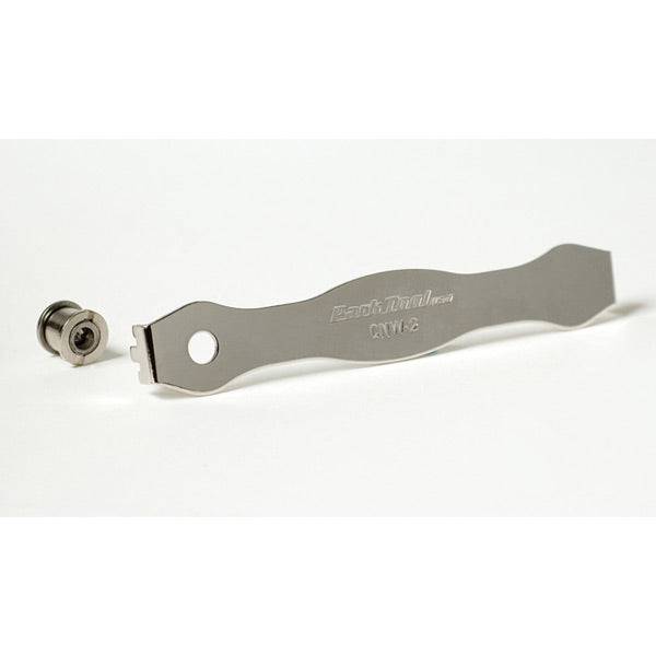 Park Tool CNW-2 chainring nut wrench for slotted nuts, used in workshop bike maintenance and installation.