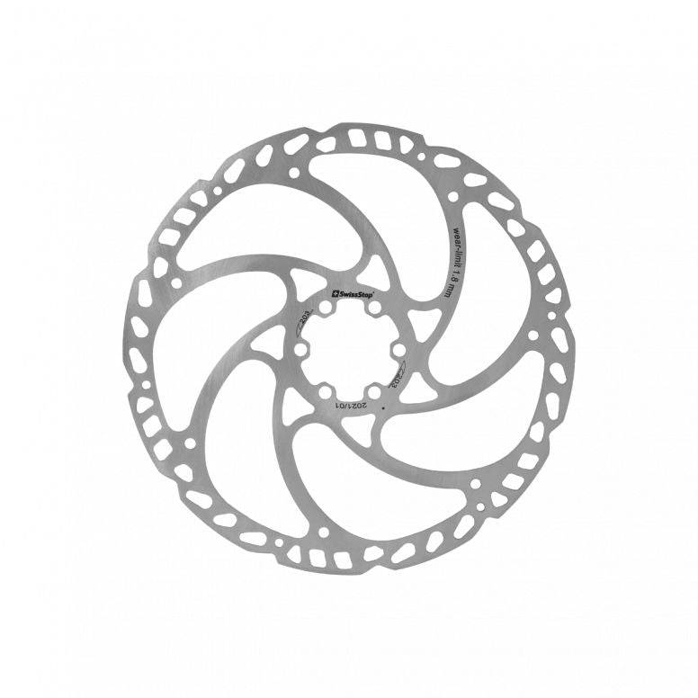 SwissStop Catalyst One 220mm silver 6-bolt brake rotor for durable performance bicycle braking components