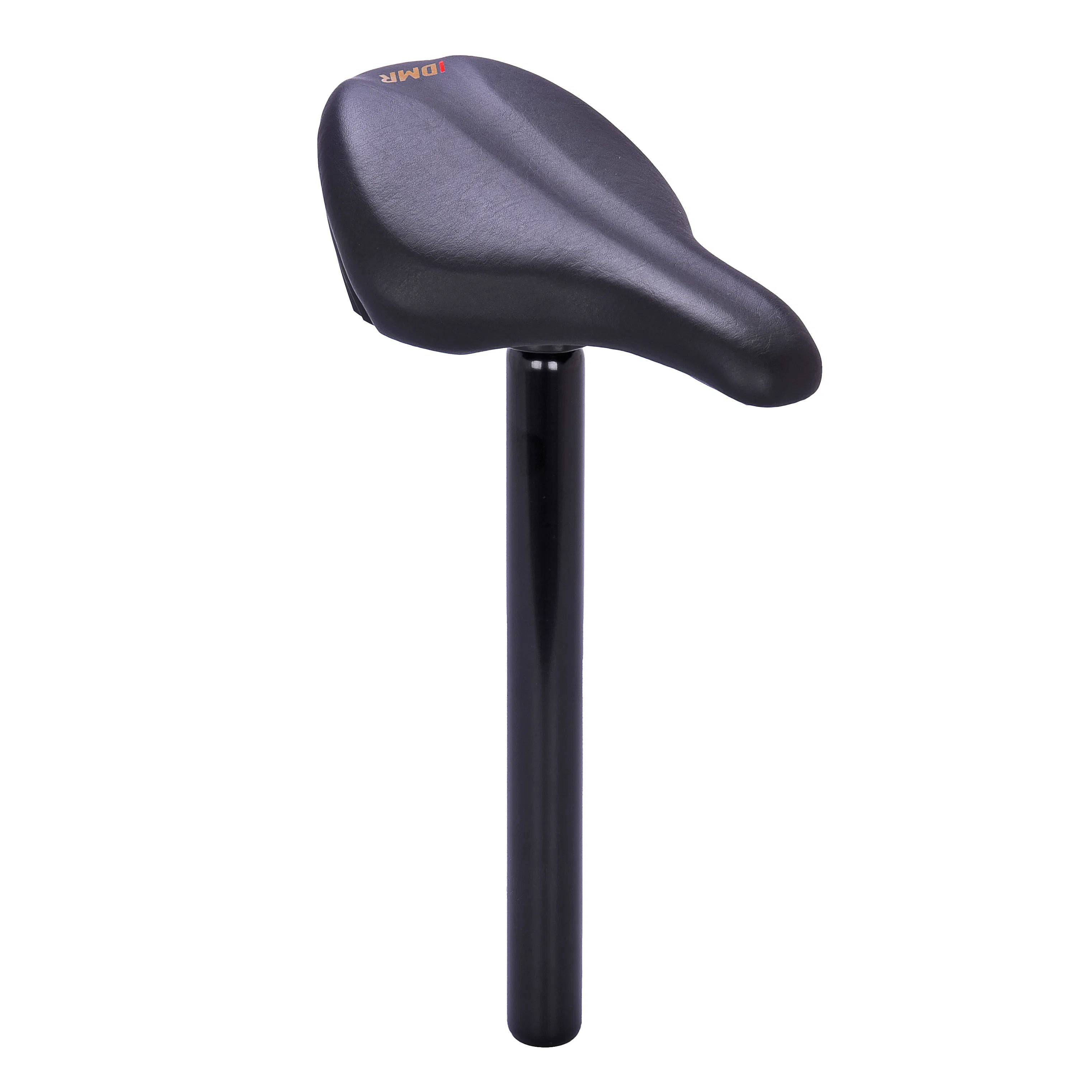 DMR Sidekick saddle with extra long post replacement for balance bikes, showcasing the durable black saddle and mounting hardware.