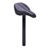 DMR Sidekick saddle with extra long post replacement for balance bikes, showcasing the durable black saddle and mounting hardware.