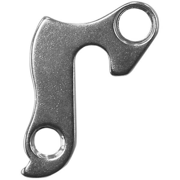 Durable M Part gear hanger for various bikes, replacement bike component, black metal part with mounting holes.