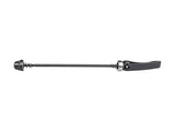 Black Bontrager Boost 141 rear skewer for Trek Boost 141 hubs, 158mm length, bicycle component part.