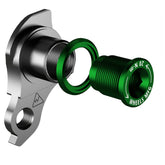 Wheels Manufacturing replaceable derailleur hanger 4049 in green with bolt, compatible with SRAM UDH mountain bike components.
