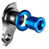 Wheels Manufacturing replaceable derailleur hanger 487-5 in teal with bolt for SRAM UDH bike component system.