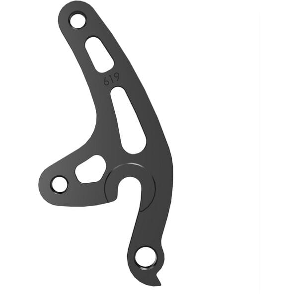Wheels Manufacturing replaceable derailleur hanger dropout 619 for Santa Cruz bikes, showing the metal component on a bike frame.