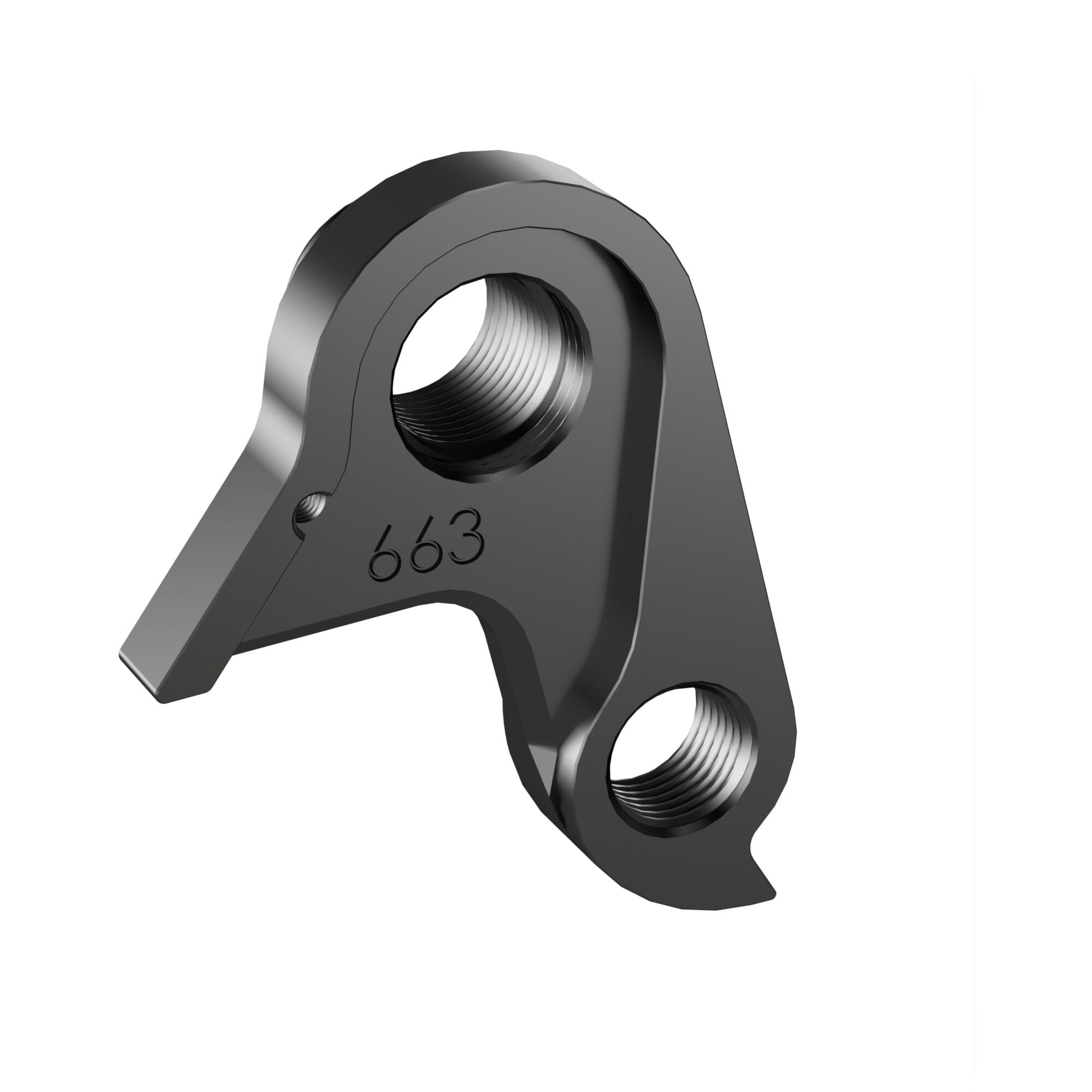 Wheels Manufacturing Replaceable Derailleur Hanger Dropout 663 for Look bikes, showing metal component with mounting holes.