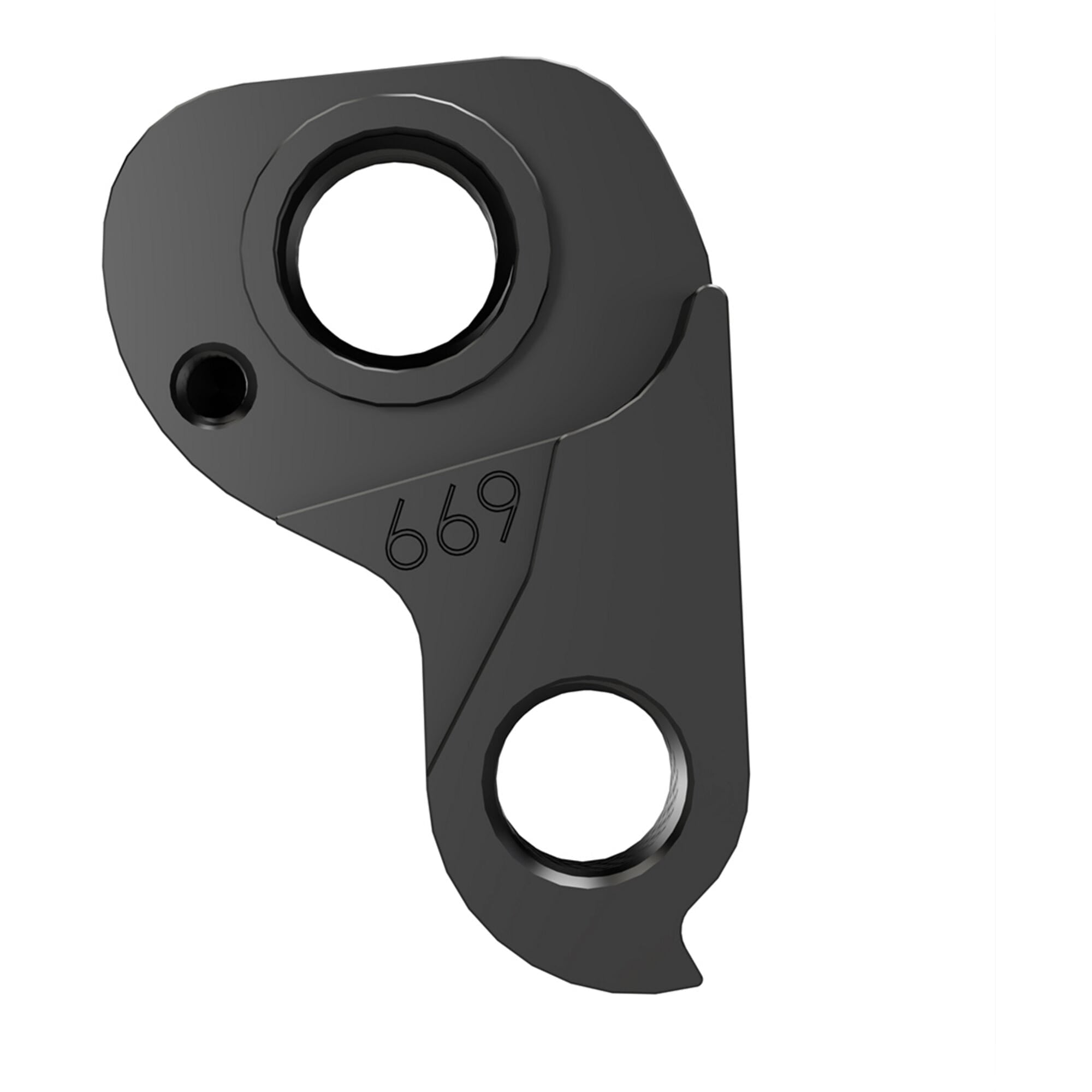 Wheels Manufacturing replaceable derailleur hanger dropout 669 for ROSE bikes, showing metal component with mounting points.