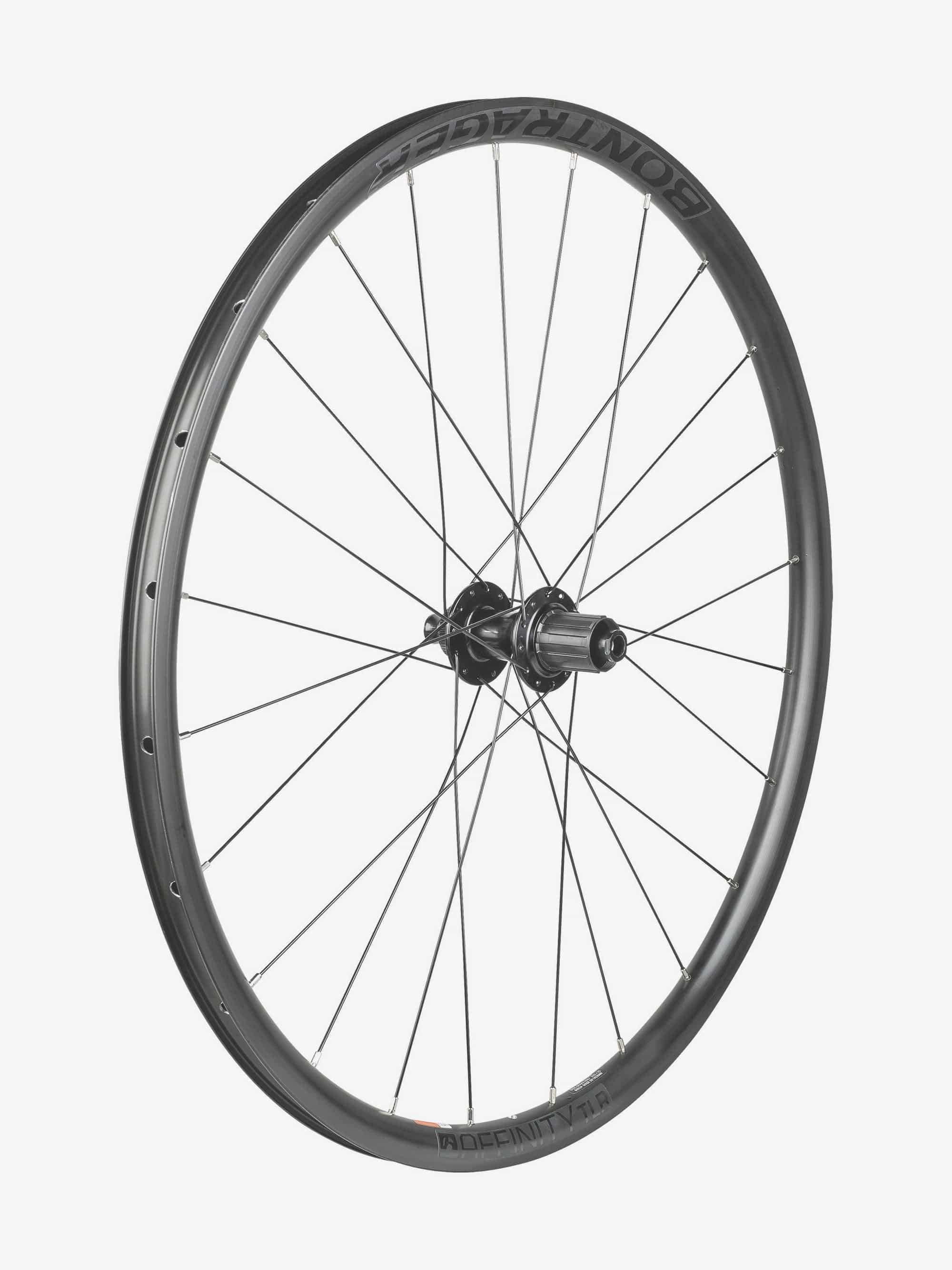 Bontrager Affinity TLR Centerlock disc road wheel with 24 spokes, tubeless-ready 700C wheel for high-performance cycling.