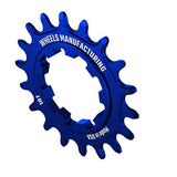 Wheels Manufacturing Solo-XD 18-tooth blue aluminum cog for SRAM XD/XDR bikes, featuring precision machining and lightweight design.