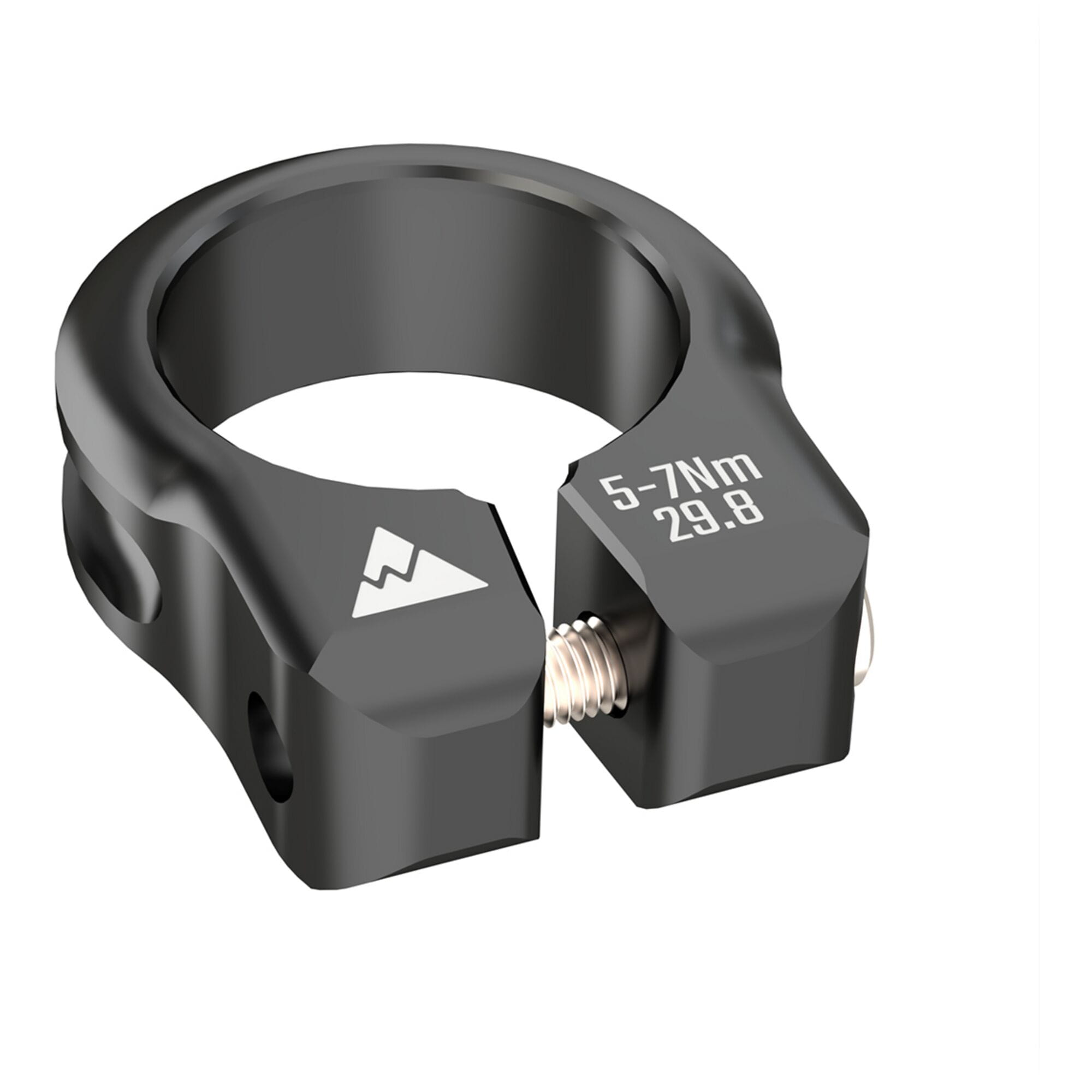 Wheels Manufacturing CNC aluminum seat post collar clamp with bolt closure, featuring a sleek silver finish and precise machining.