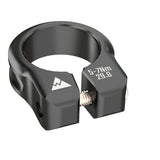 Wheels Manufacturing CNC aluminum seat post collar clamp with bolt closure, featuring a sleek silver finish and precise machining.