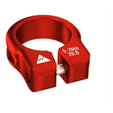 Wheels Manufacturing CNC aluminum seat post collar clamp with bolt closure, featuring sleek silver finish and secure fastening.