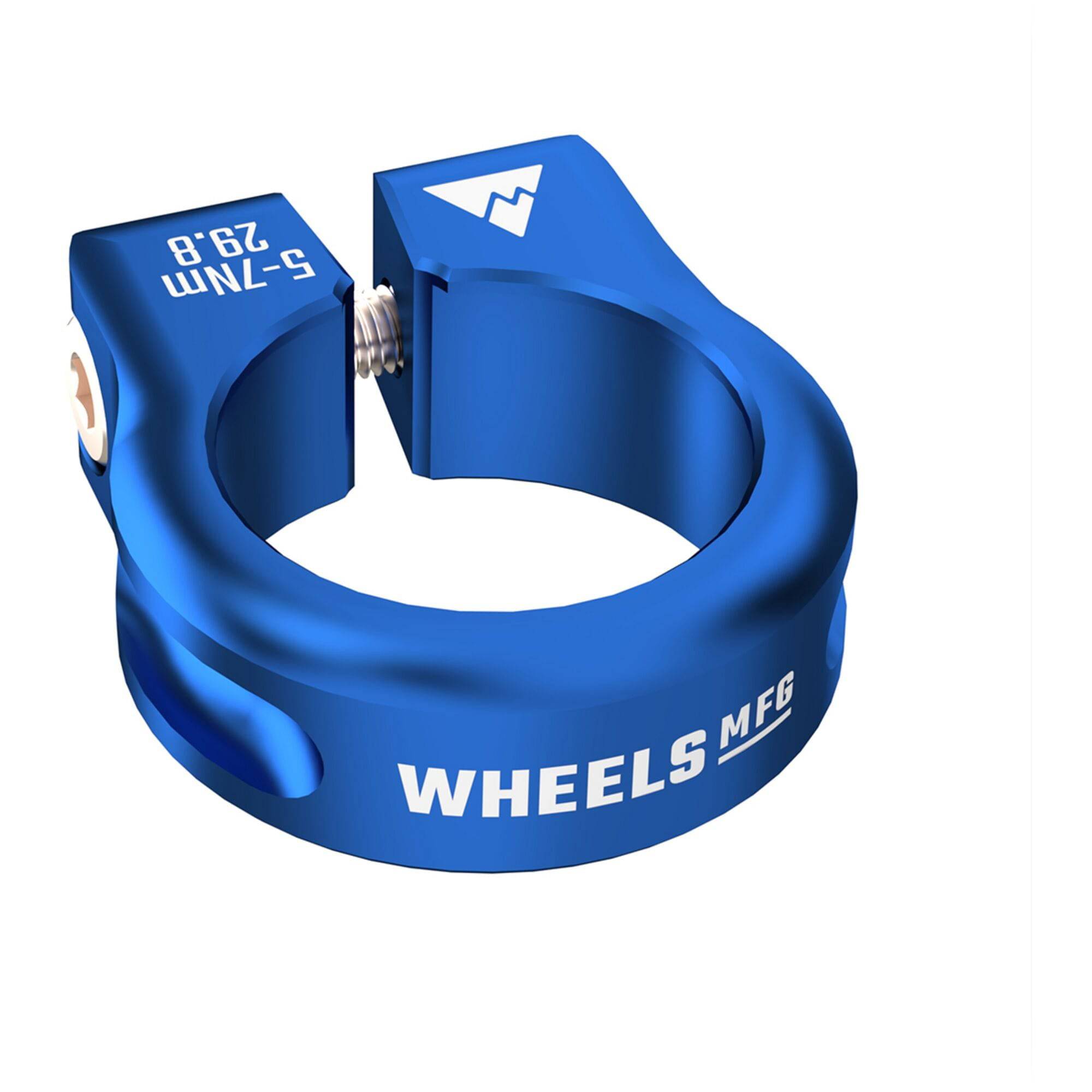 Wheels Manufacturing CNC aluminum seat post collar clamp with bolt closure for bike components.