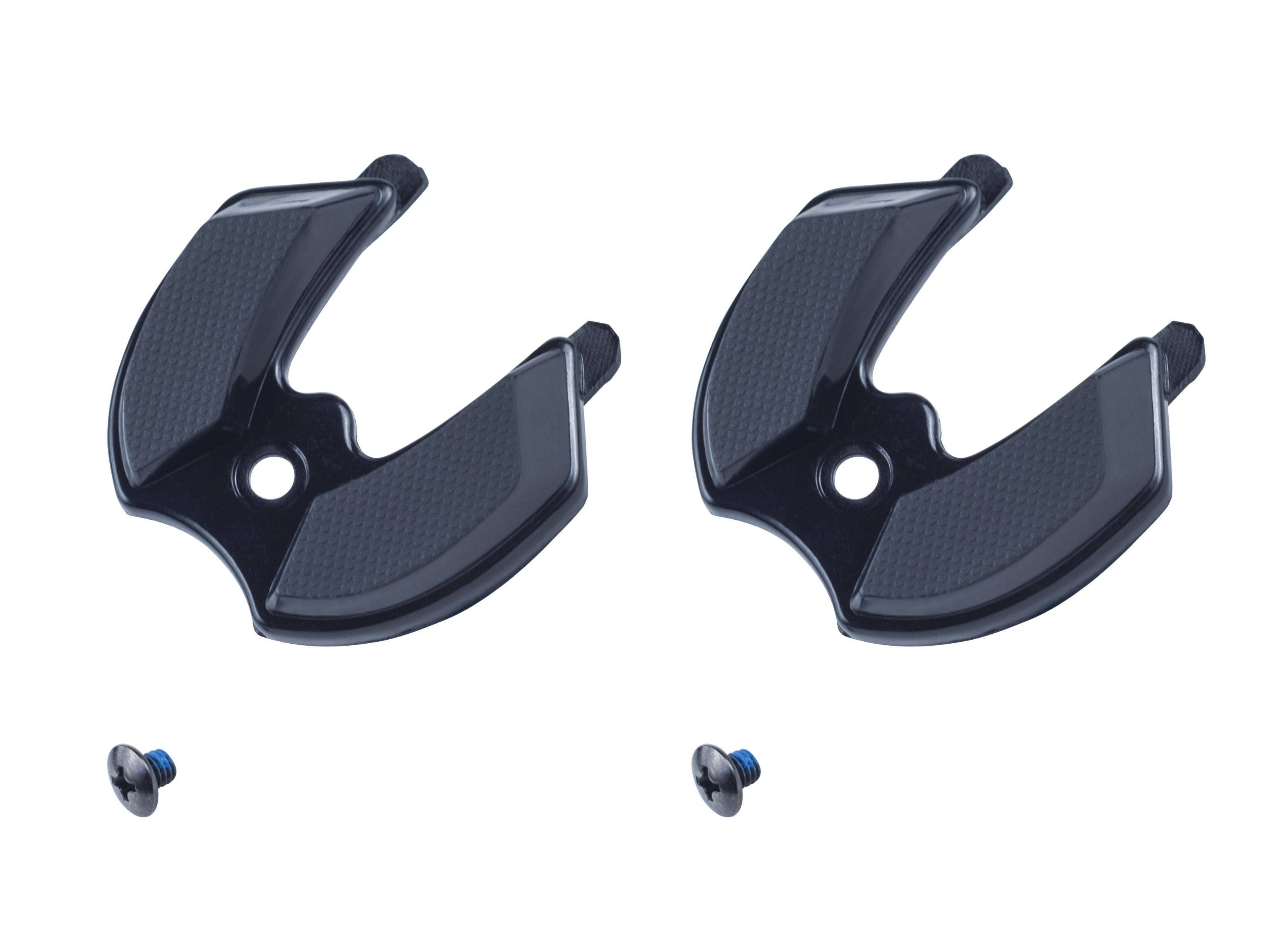 Bontrager Universal Replacement Heel Studs with Mounting Screws for road cycling shoes, showing metal studs and screws.