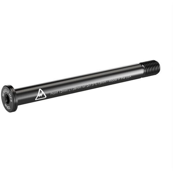 Wheels Manufacturing front 15mm thru-axle for bike forks, 128mm length, M12x1.5 threading, durable bike component.