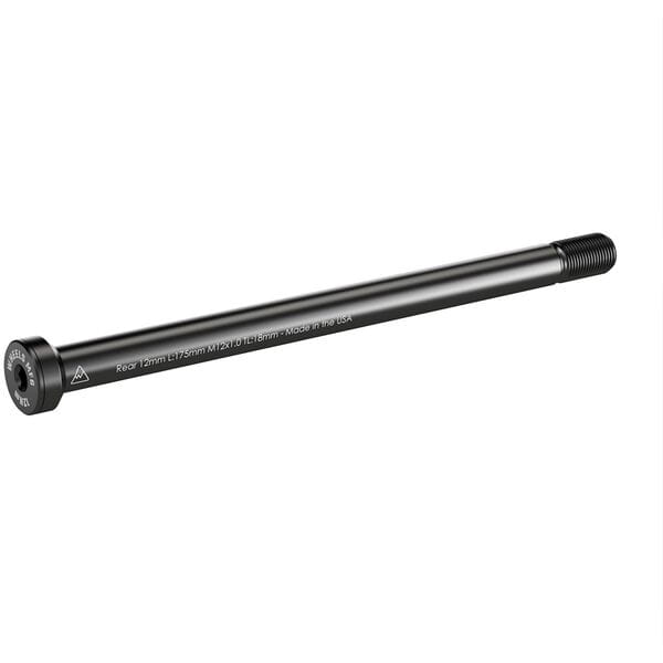 Wheels Manufacturing rear 12mm thru-axle for bikes, 175mm length, M12 x 1.0mm threading, replacement bike component.