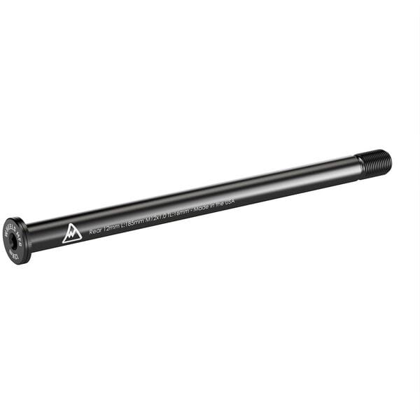 Wheels Manufacturing rear 12mm thru-axle for bikes and forks, 185mm length, M12x1.0x16 threading, black metal component