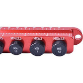 Wheels Manufacturing M15x1.5 axle ruler plug gauge for solid, quick-release, and thru axles, used for accurate axle measurement and fitting.