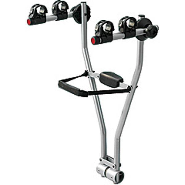 Thule 970 Xpress 2-Bike Towball Carrier with tilt function and integrated locks, showing the carrier attached to a vehicle.