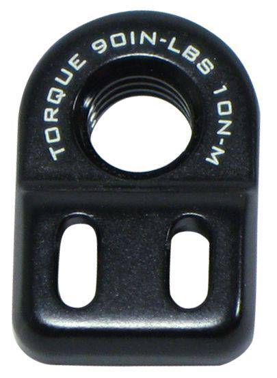 Trek black threaded cable guide chainstay insert with M8 x 6mm size for bike cable management on a bicycle component.