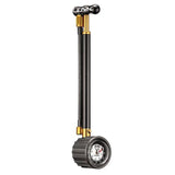 Lezyne Shock Drive portable suspension pump with pressure gauge, 400 PSI capacity, used for mountain bike shock maintenance