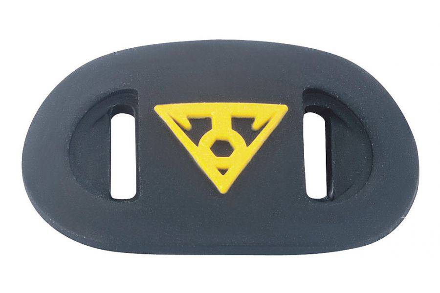 Topeak Mono Cage Strap in black and yellow, a durable bike bottle cage accessory with adjustable straps for secure hydration.