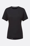 Rab Cinder Crimp Women's Cycling Tee in Beluga with zipped fleece-lined pocket, lightweight and comfortable for active wear.