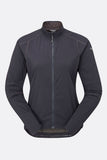 Women’s Rab VR Cinder cycling jacket in ebony, showcasing breathable insulated winter layer with ventilation features.