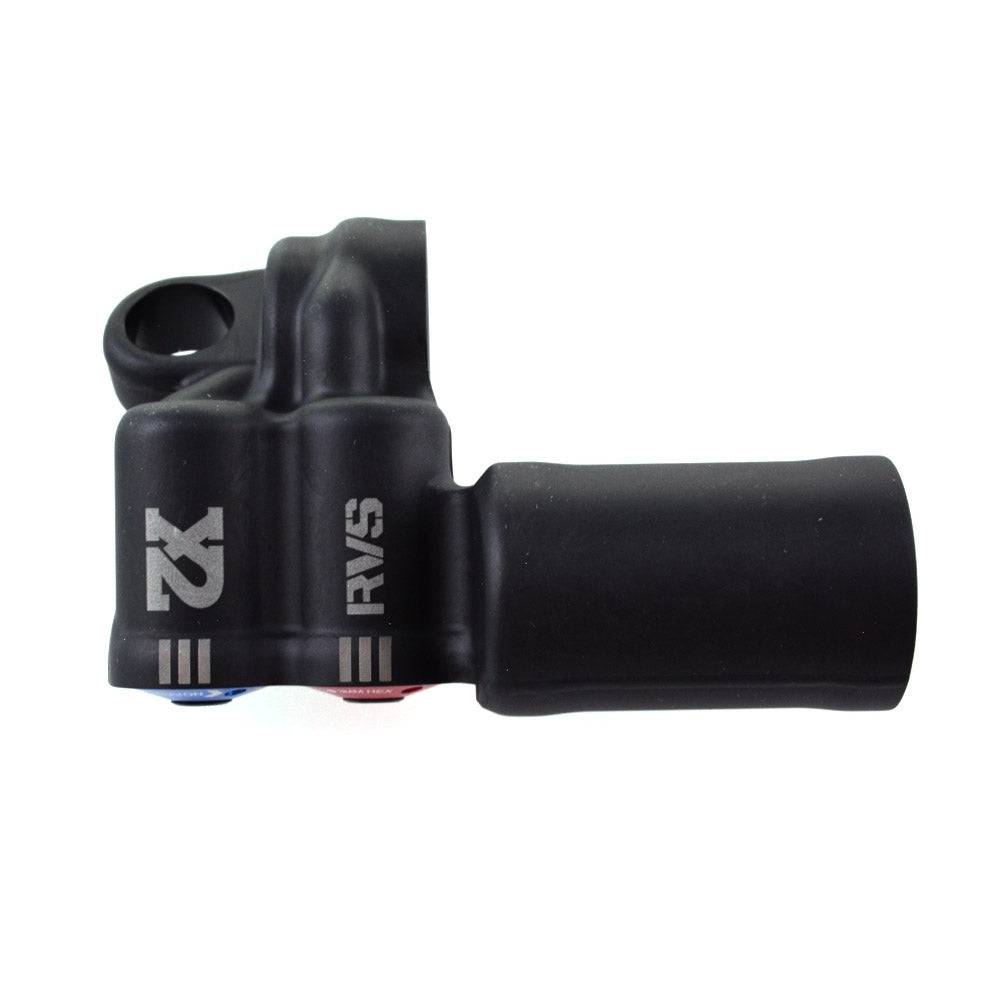 Fox Shock DHX2 P-S Eyelet Assembly for 2018 rear shock, replacement component, shown in close-up with metal and rubber parts.
