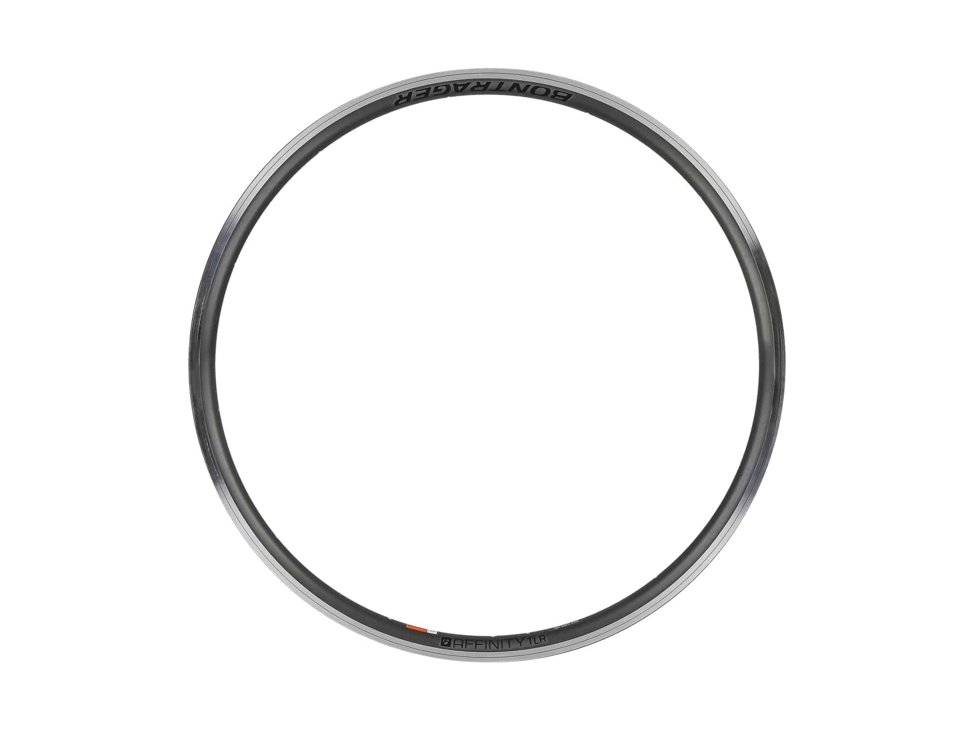 Bontrager Affinity TLR 700c road bike rim in black, shown front or rear with 24-hole configuration for bicycle components.