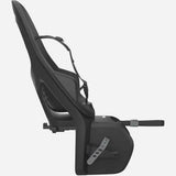 Thule Yepp 2 Maxi MIK HD child bike seat in black with click-in mounting system mounted on a bicycle.