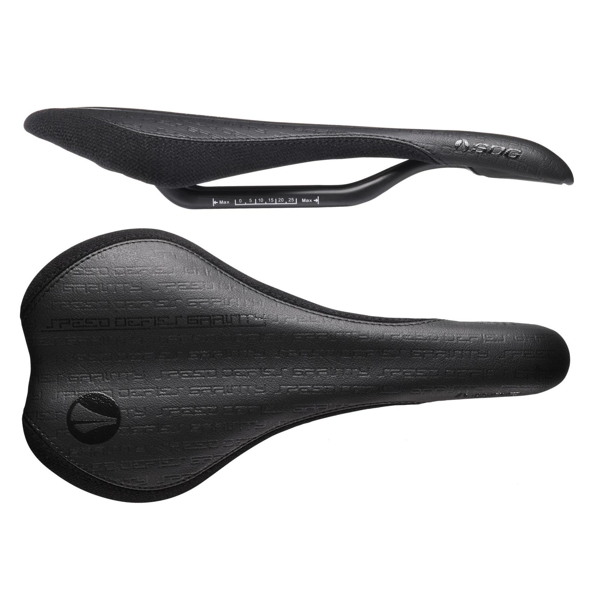 Black SDG Circuit Mountain Bike Saddle, durable MTB seat with ergonomic design for mountain biking comfort.