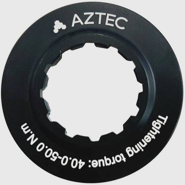 Aztec Centre Lock lockring with washer for secure rotor attachment, component for bicycle disc brakes.