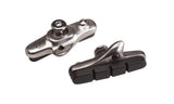 Pair of Bontrager road brake pad cartridges in black and grey, Shimano compatible, showcasing durable brake component design.