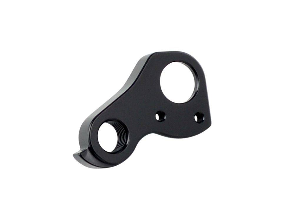 Black Trek Electra rear disc derailleur hanger with 142x12mm thru axle for bike components, compatible with Trek bikes.