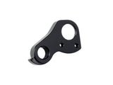 Black Trek Electra rear disc derailleur hanger with 142x12mm thru axle for bike components, compatible with Trek bikes.