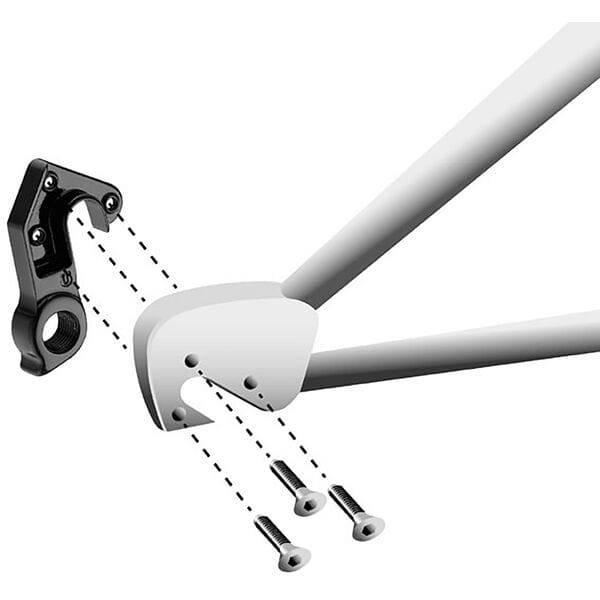 M Part Canyon Black Alloy Bike Frame Protector gear hanger for mountain bikes, durable black component accessory.