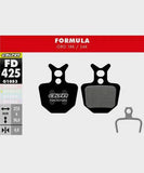 Galfer standard bike disc brake pads showing black friction material and metal backing for reliable, quiet braking performance.
