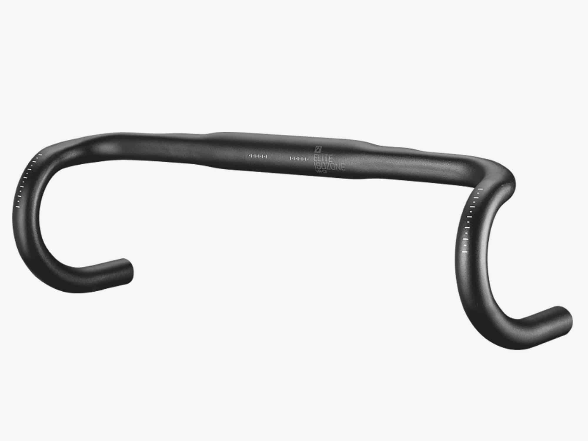 Bontrager Elite Isozone VR-CF road handlebar with vibration reduction and Di2 compatibility, featuring lightweight carbon fiber construction.