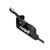 RockShox Reverb remote upgrade kit in black with bleeding edge fitting and clamps, designed for mountain bike suspension components.